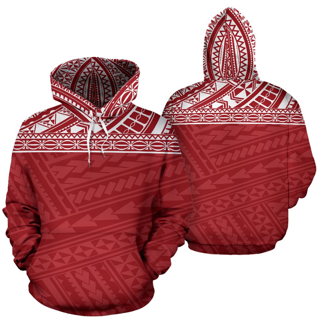 Poly All Over Hoodie Polynesian Red Version Unisex White - Polynesian Pride