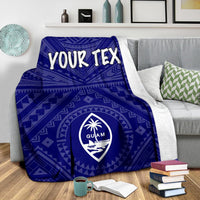 Guam Personalised Premium Blanket - Guam Seal With Polynesian Tattoo Style (Blue) - Polynesian Pride