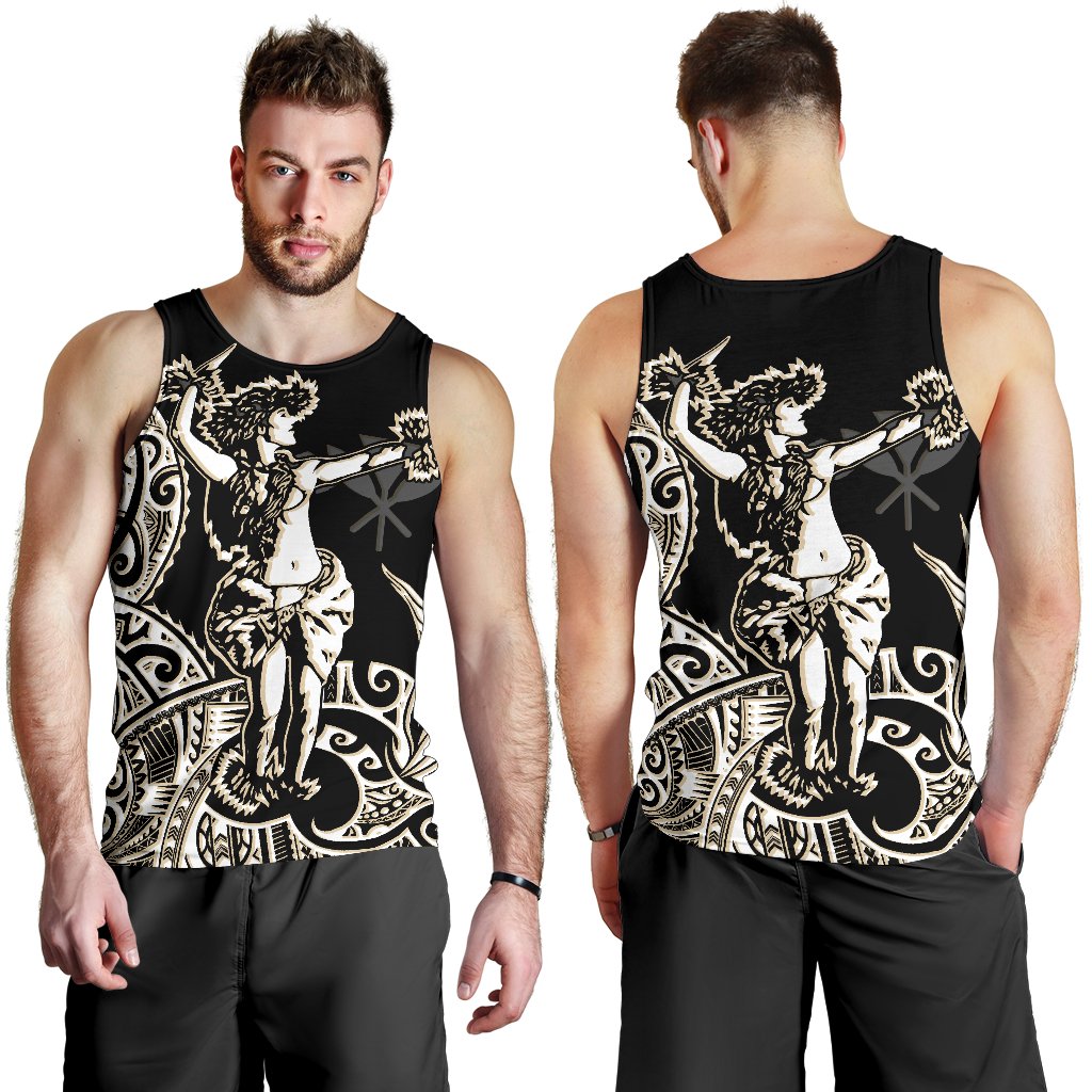 Polynesian Hawaii Men's Tank Top - Hula Girl White White - Polynesian Pride