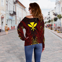Hawaiian Hoodie Zip Kanaka Wings off Shoulder Sweater JV Style - Polynesian Pride