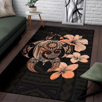 Hibiscus Plumeria Mix Polynesian Turtle Area Rug AH - Polynesian Pride
