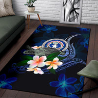 Northern Mariana Islands Polynesian Area Rug - Turtle With Plumeria Flowers - Polynesian Pride