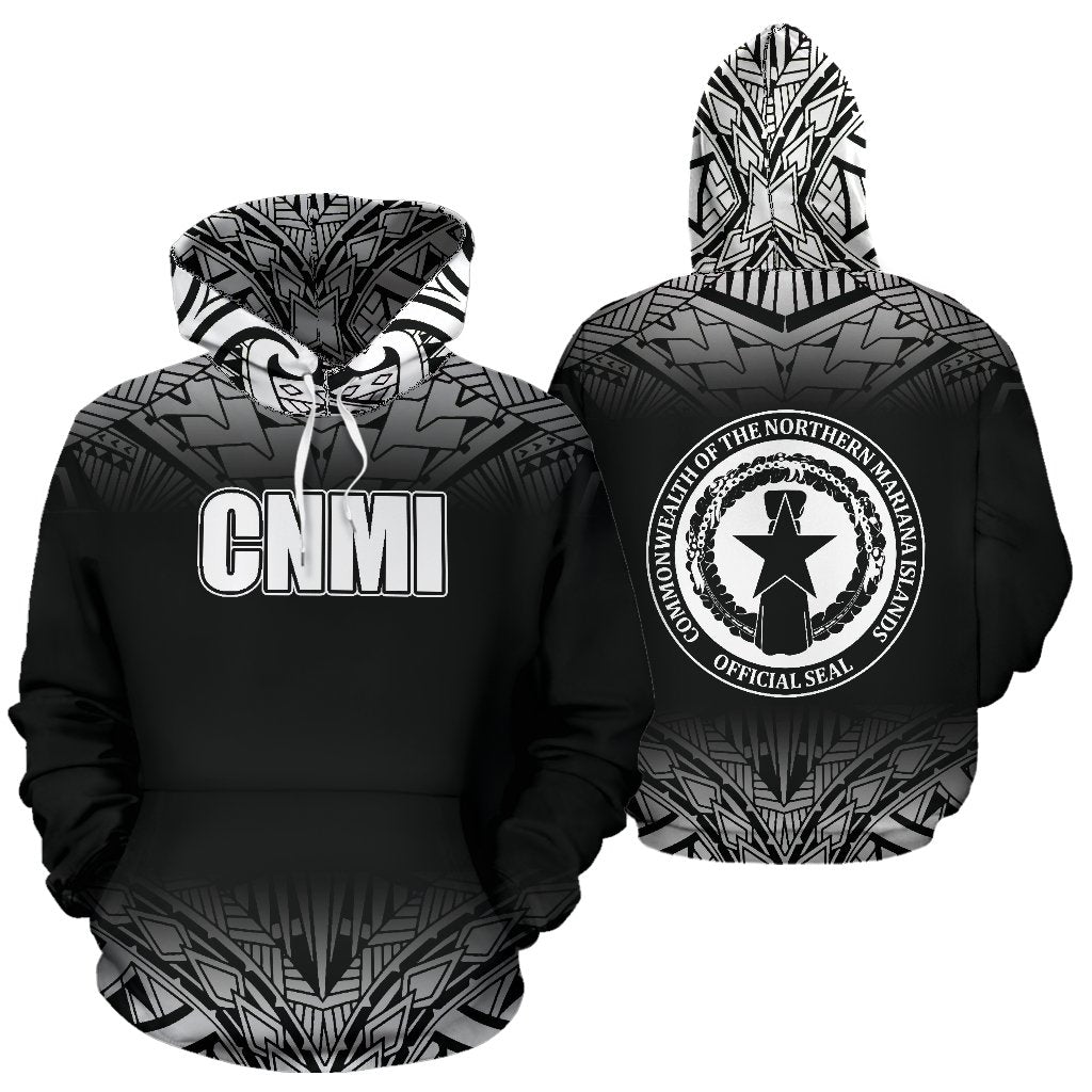 Northern Mariana Islands All Over Hoodie Fog Black Style Unisex Black - Polynesian Pride