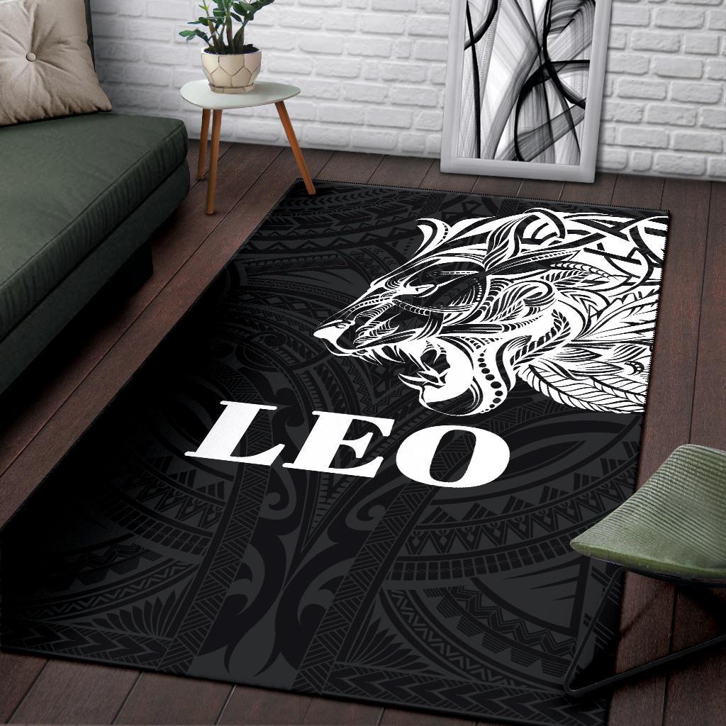 Sun In Leo Zodiac Area Rug Polynesian Tattoo Simple - White - Polynesian Pride
