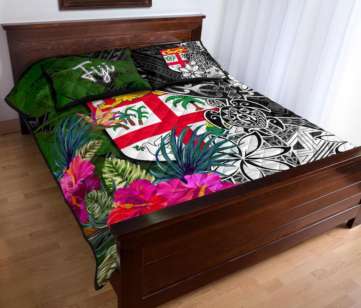 Fiji Quilt Bed Set - Turtle Plumeria Banana Leaf - Polynesian Pride