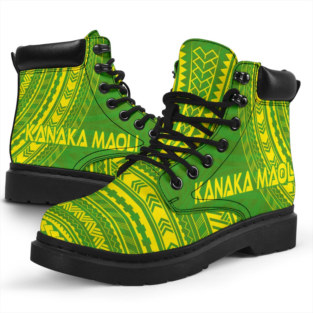 Kanaka Maoli Leather Boots - Polynesian Flag Chief Version - Polynesian Pride