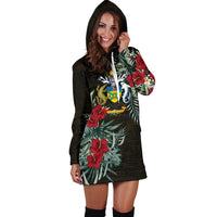 Solomon Islands Hoodie Dress - Solomon Coat of Arms Hibiscus - Polynesian Pride