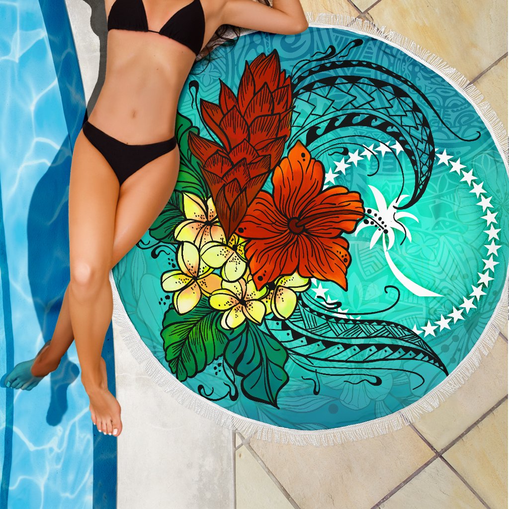 Chuuk State Beach Blanket - Tropical Flowers Style - Polynesian Pride