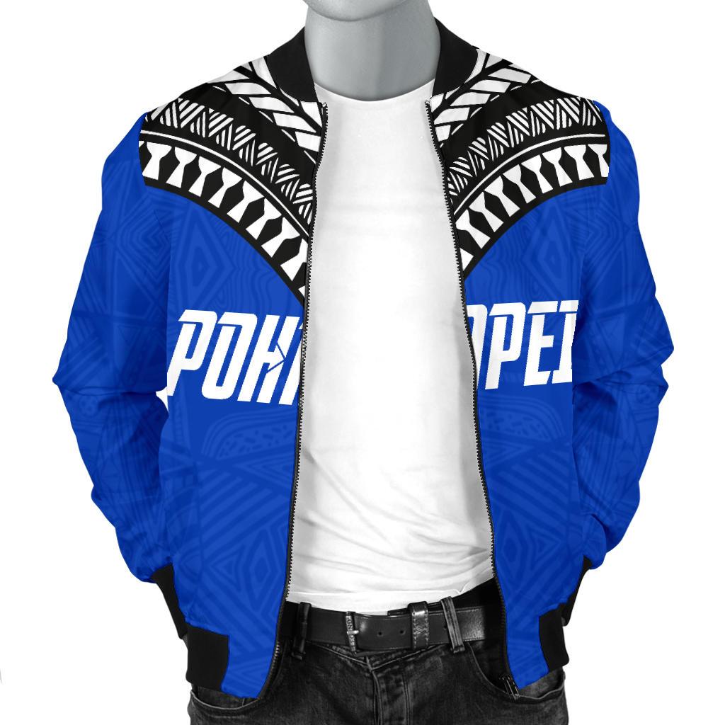 Pohnpei Flag Men's Bomber Jacket Micronesian Pattern - Polynesian Pride