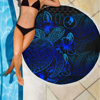 Yap Polynesia Beach Blanket Turtle Hibiscus Blue - Polynesian Pride