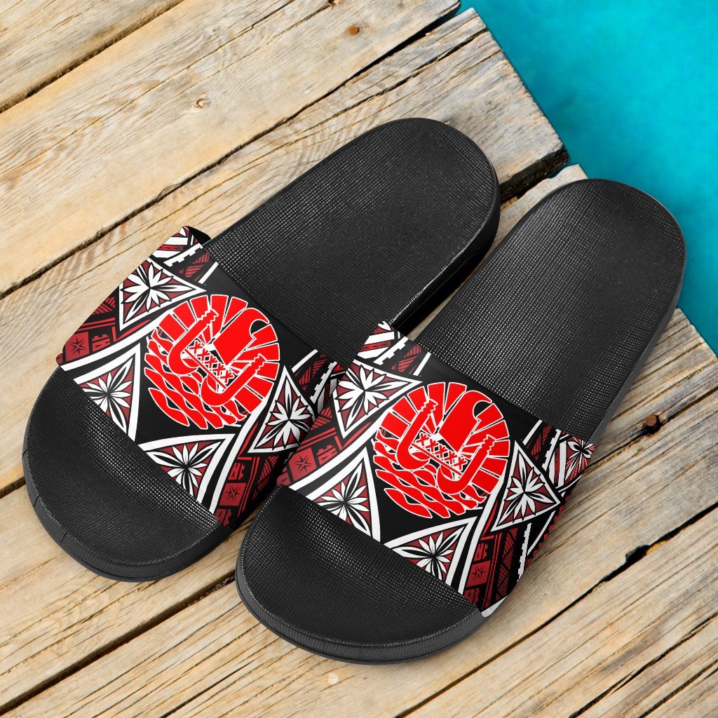 Tahiti Sandals - Tribals Flower Special Pattern Black - Polynesian Pride