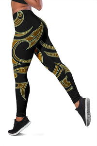 Hawaii Tribal Polynesian Women's Leggings - Gold - Juno Style - AH - Polynesian Pride