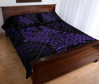 Polynesian Quilt Bed Set - Polynesian Purple Shark Warrior Tattoo - Polynesian Pride