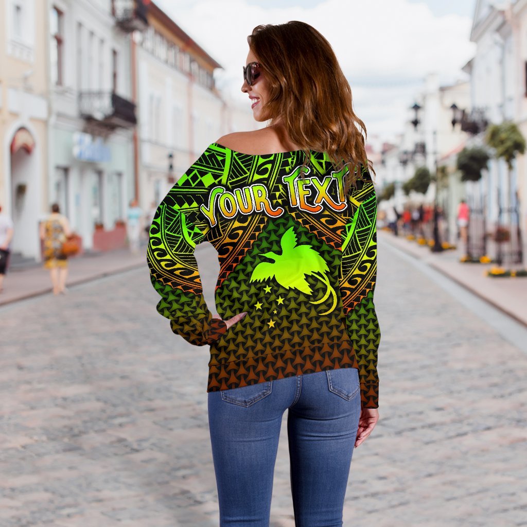 Polynesian Papua New Guinea Personalised Off Shoulder Sweater - Reggae Vintage Polynesian Patterns - Polynesian Pride