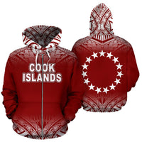 Cook Islands Polynesian Zip up Hoodie Fog Red Unisex Red - Polynesian Pride