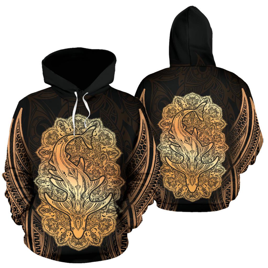 Wild Shark Polynesian Hoodie Unisex Gold - Polynesian Pride
