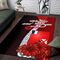 Wallis and Futuna Polynesian Area Rug - Coat Of Arm With Hibiscus - Polynesian Pride