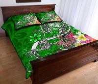 Guam Quilt Bed Set - Turtle Plumeria (Green) - Polynesian Pride