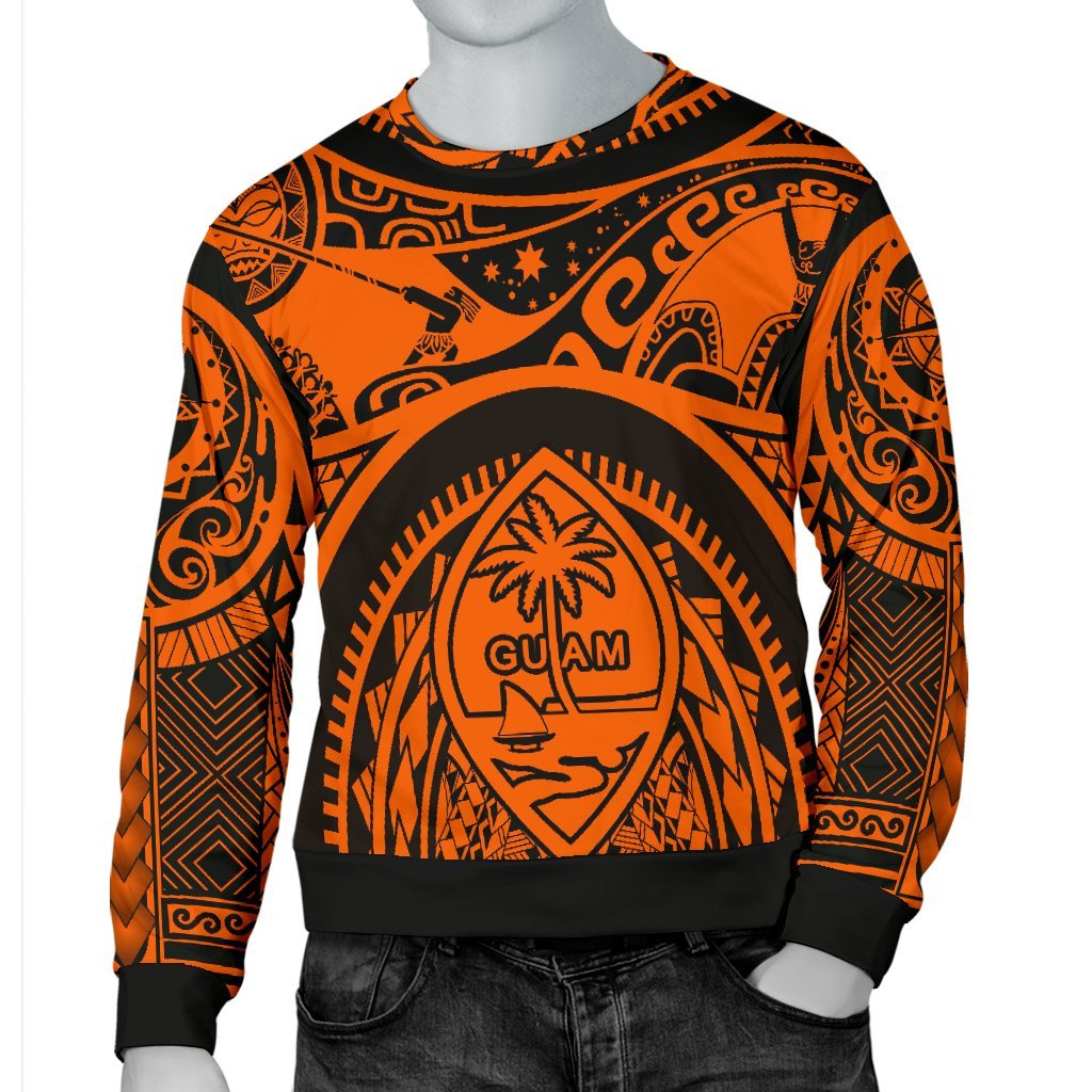 Polynesian men's sweaters - Guam Flag, Seal with Maui Moana Tattoo - Polynesian Pride