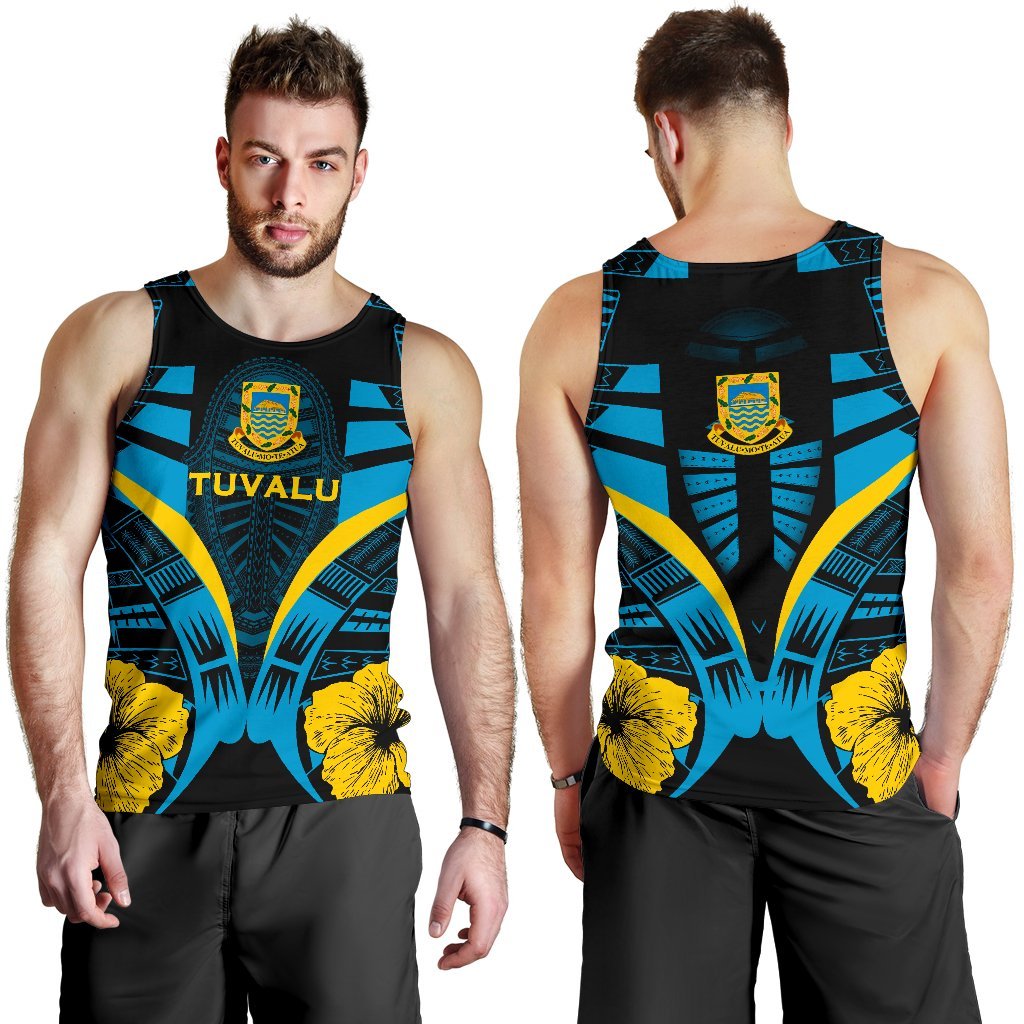 Tuvalu Tattoo Men Tank Top Hibiscus K9 - Polynesian Pride