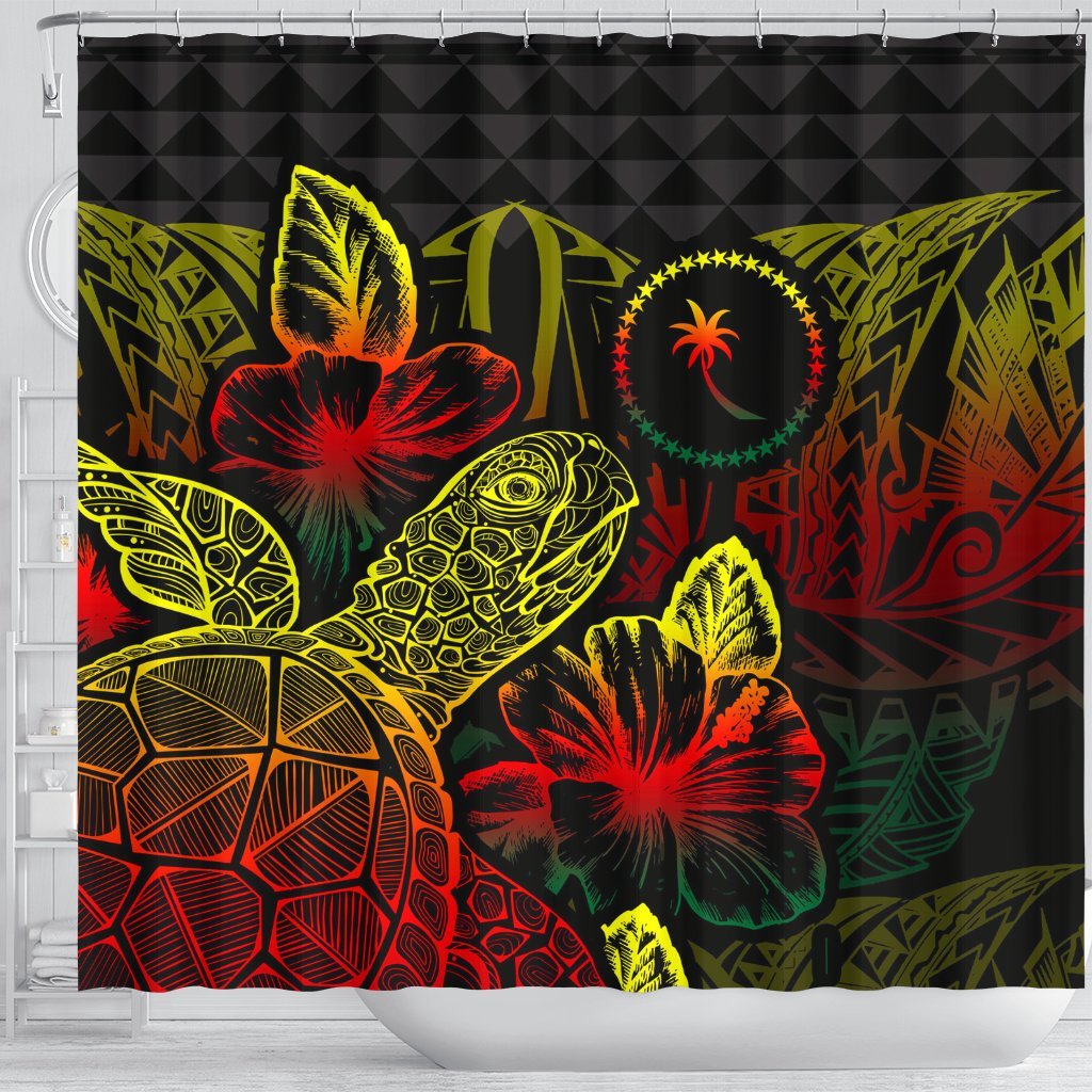 Chuuk Shower Curtain Turtle Hibiscus Reggae - Polynesian Pride
