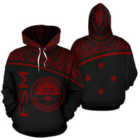 Federated States of Micronesia All Over Hoodie Micronesia Curve Red Style Unisex Red - Polynesian Pride