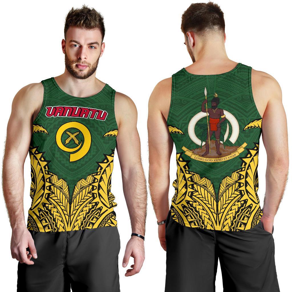Vanuatu Premium Tank Top A7 Green and Yellow - Polynesian Pride