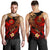 Tahiti Polynesian Men's Tank Top - Plumeria Flowers And Waves Red - Polynesian Pride