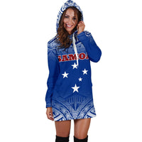 Samoa Women's Hoodie Dress - Polynesian Fog Blue - Polynesian Pride