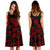 Polynesian Midi Dress - Black Red Hibiscus - Polynesian Pride