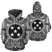 Gambier Islands ll Over Hoodie Gambier Islands Coat of rms Polynesian White Black - Polynesian Pride