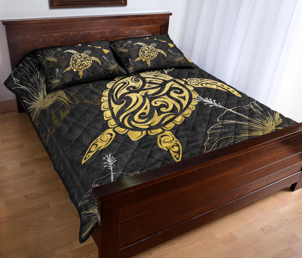 Hawaii Polynesian Turtle Hibiscus - Quilt Bed Set AH - Polynesian Pride