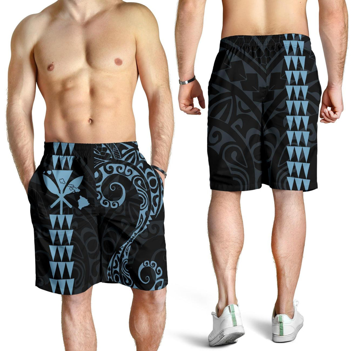 Kanaka Hawaii Map Polynesian Men's Short Blue - Polynesian Pride