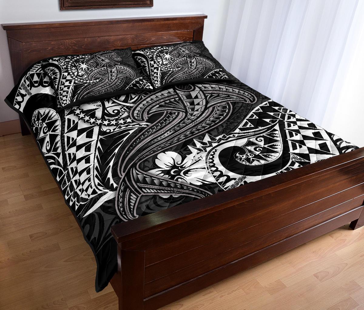 Chuuk Quilt Bed Set - White Shark Polynesian Tattoo - Polynesian Pride