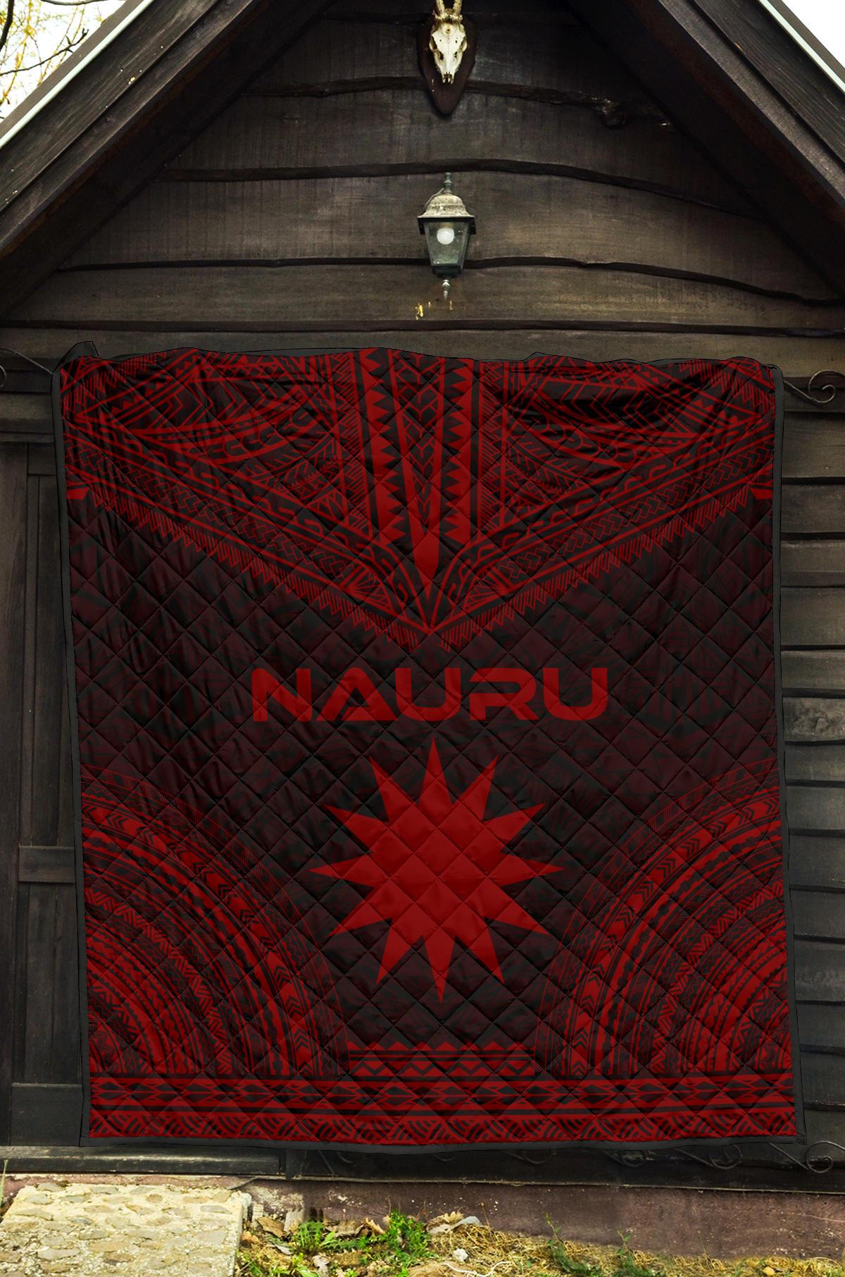 Nauru Premium Quilt - Nauru Flag Polynesian Chief Red Version - Polynesian Pride