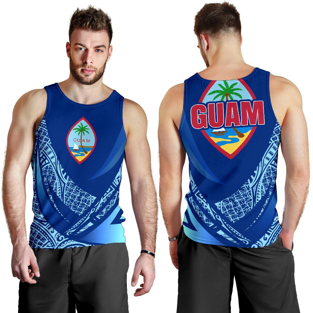 Guam Men's Tank Top - Polynesian Patterns Sport Style Blue - Polynesian Pride