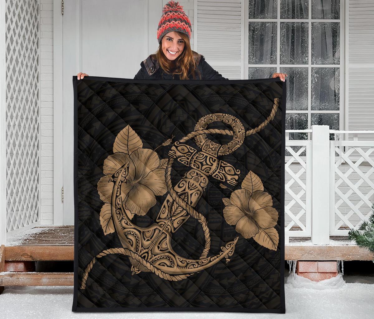 Anchor Gold Poly Tribal Premium Quilt - Polynesian Pride