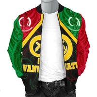 Vanuatu Polynesian Men's Bomber Jacket - Vanuatu Flag and Coat Of Arms - Polynesian Pride