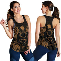 Pohnpei Polynesian Women Tank Top Map Gold - Polynesian Pride
