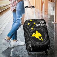 Papua New Guinea Luggage Covers - Flag With Polynesian Patterns (Black) - Polynesian Pride
