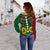 Vanuatu Women'S Off Shoulder Sweater Pig Tusk Polynesian Coat Of Arms - Polynesian Pride