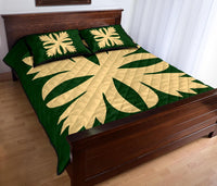 Hawaiian Royal Pattern Quilt Bed Set - Green - C3 Style - Polynesian Pride