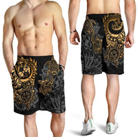 Tonga Polynesian Shorts (Men) - Gold Turtle Flowing - Polynesian Pride