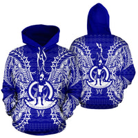 Vanuatu Polynesian ll Over Hoodie Map Blue Unisex Blue - Polynesian Pride