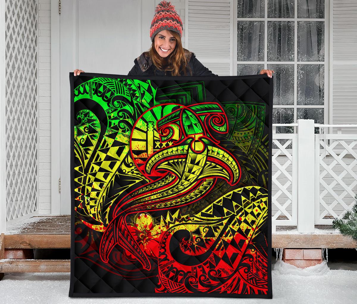 Tahiti Premium Quilt - Reggae Shark Polynesian Tattoo - Polynesian Pride