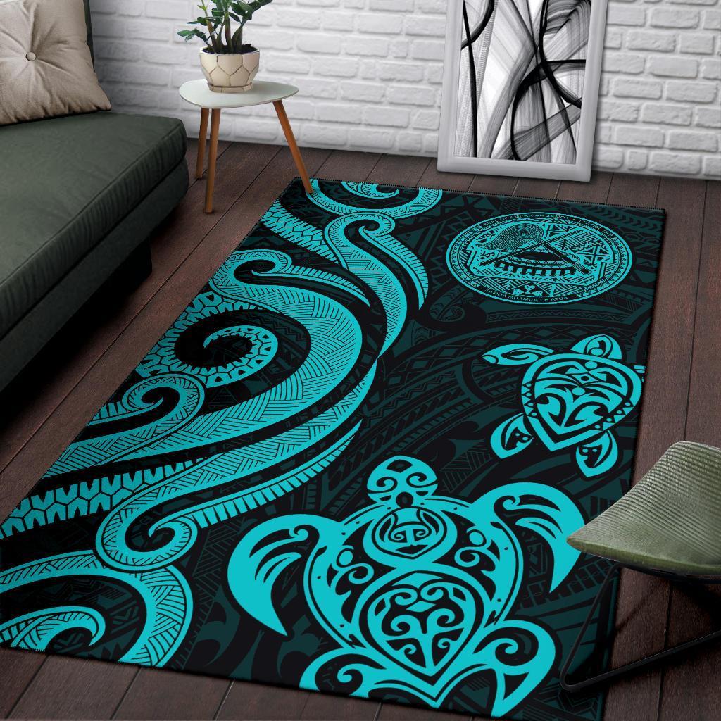 American Samoa Area Rug - Turquoise Tentacle Turtle - Polynesian Pride