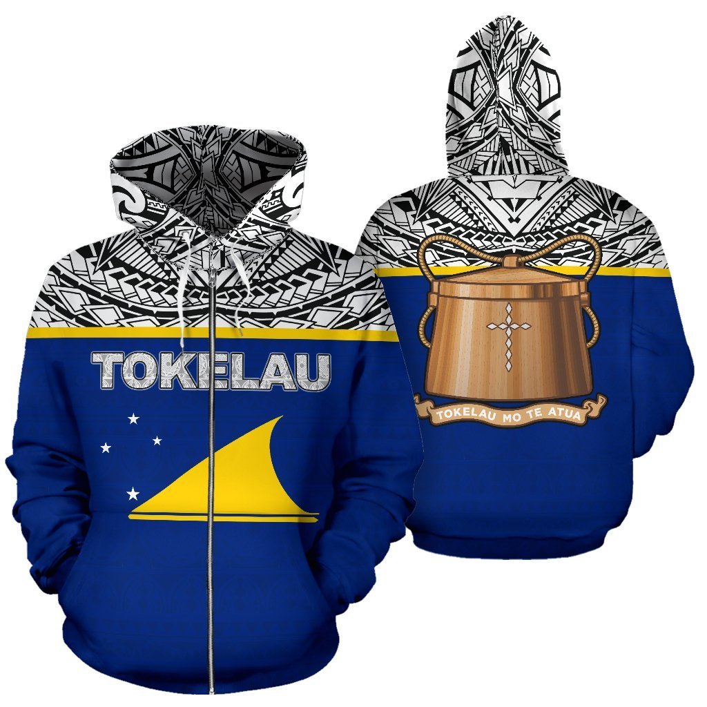 Tokelau All Over Zip up Hoodie Polynesian Hoodie Style Unisex White - Polynesian Pride
