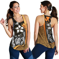 Polynesian Hawaii Women Racerback Tank Gold - Turtle with Hook GOLD - Polynesian Pride