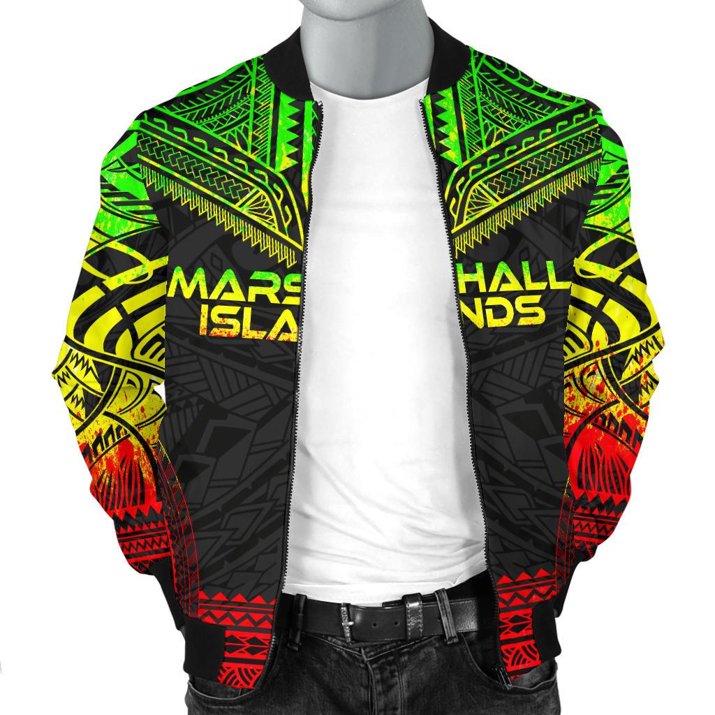 Marshall Islands Polynesian Chief Men's Bomber Jacket - Reggae Version - Polynesian Pride