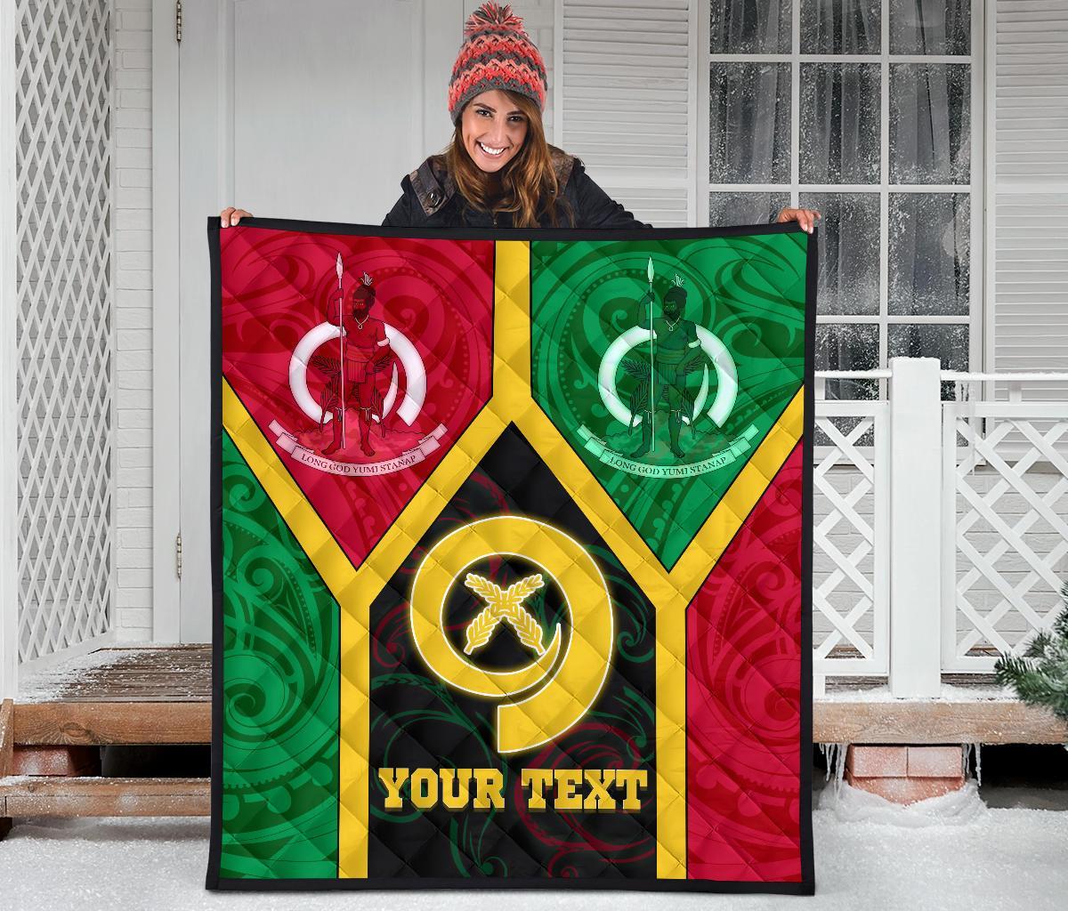 Polynesian Vanuatu Custom Personalised Premium Quilt - Vanuatu Flag and Coat Of Arms - Polynesian Pride